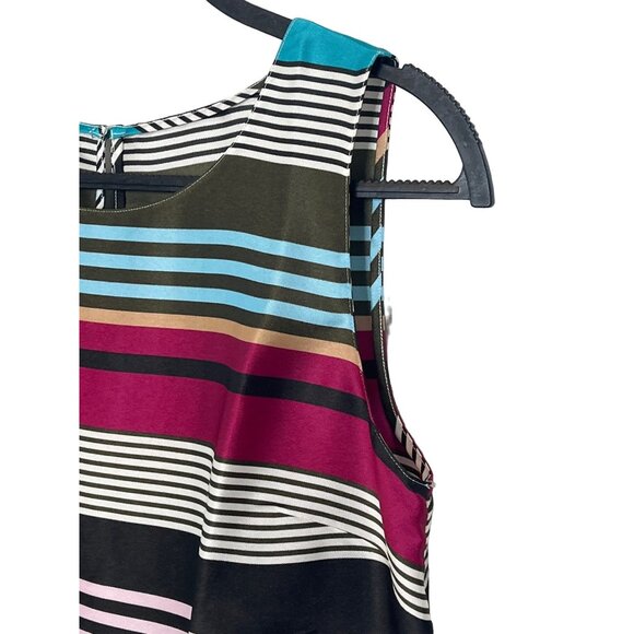 Talbots Sleeveless Satin Blouse Small Striped Blue Green Pink Shell Career Top - Picture 5 of 12